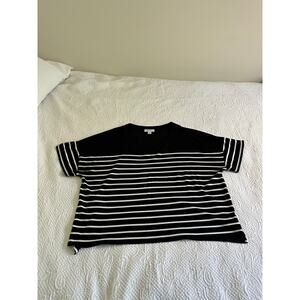 Women's On 34th Black Striped Short Sleeve Size XL
